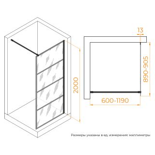 Душевая перегородка RGW WA-019B 351001990-84 90 см чёрный